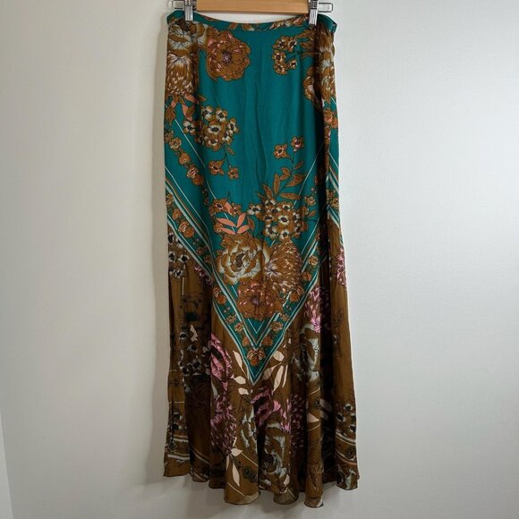 Free People Dresses & Skirts - Free People Maxi Skirt Sz Small Green Brown Floral Boho Festival Practical Magic